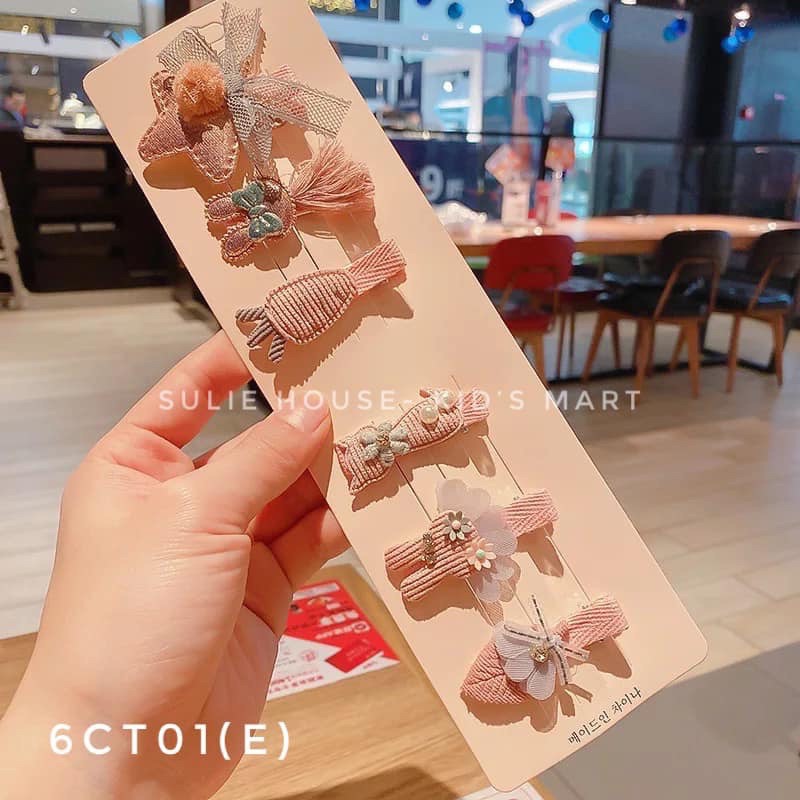 Set 6 kẹp tóc style Hàn Quốc cho bé
