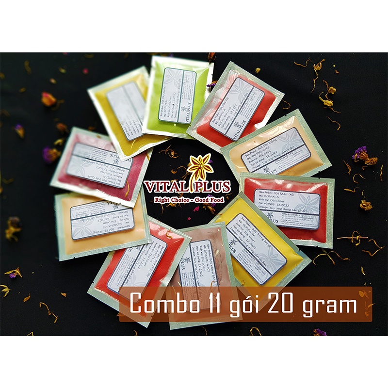 Combo 11 gói Bột Trái Cây, Trứng Muối 20gr - Combo 11 x 20gr - Vital Plus - Shop Nhà Anise