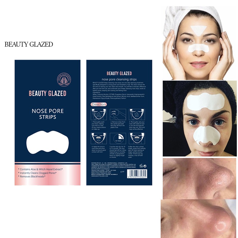 Miếng dán lột mụn BEAUTY GLAZED làm sạch sâu hỗ trợ giảm mụn đầu đen cho vùng mũi 2.2g / miếng