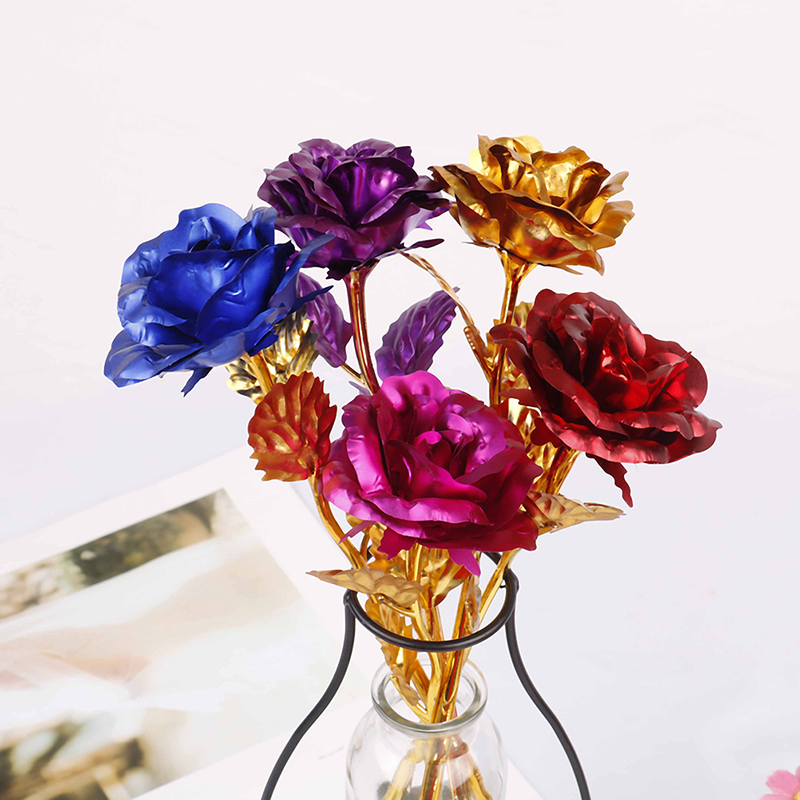 24k gold plated golden rose flowers anniversary valentine's day lovers' gift