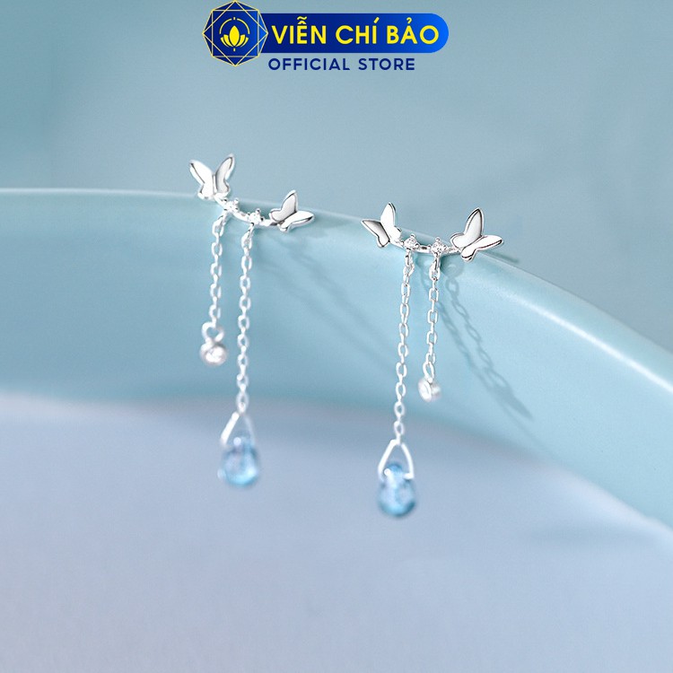 Bông tai bạc nữ cánh bướm giọt nước chất liệu bạc 925 thời trang phụ kiện trang sức Viễn Chí Bảo B400454