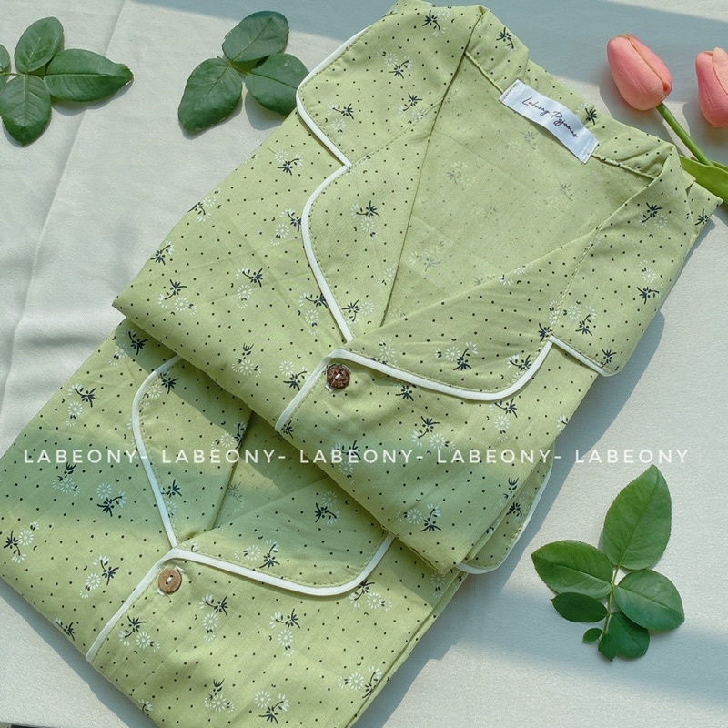 Pyjama thô Cotton-bộ mặc nhà mềm mát Labeony