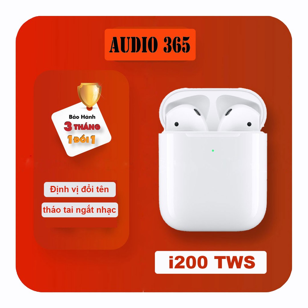 Tai Nghe Bluetooth i200 TWS Hỗ Trợ Sạc Không Dây, Cảm Ứng Vân Tay, nghe nhạc 4h