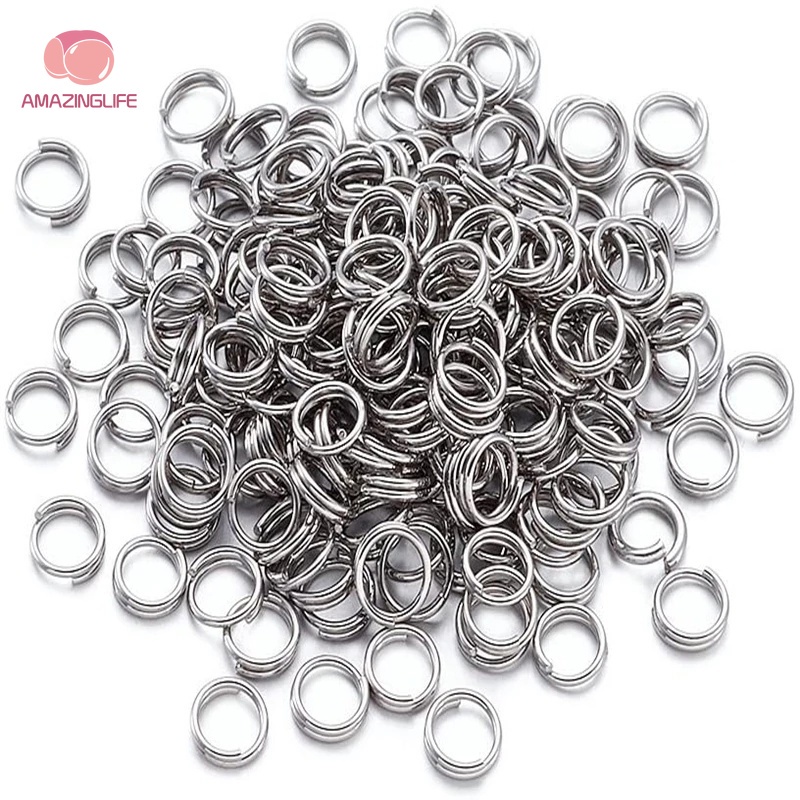 Set 50 Vòng Móc Khóa Mini Bằng Thép Không Gỉ Dùng Làm Trang Sức DIY