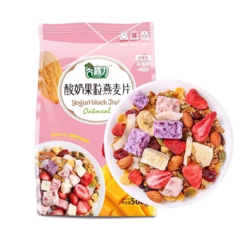 NGŨ CỐC SỮA CHUA HOA QUẢ YOGURT BLOCK FRUIT OATMEAL 500g (HÀNG CÓ SẴN)