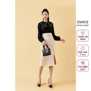 Chân váy bút chì 92wear dáng công sở xẻ 1 bên jba1604