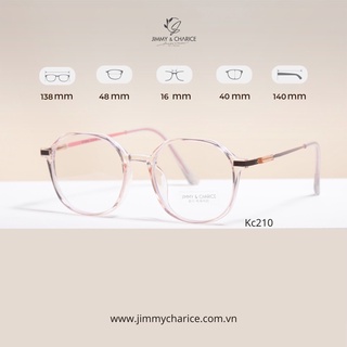 Gọng kính cận Jimmy & Charice đa giác nữ  gọng trong hồng chống tia UV ( có cắt mắt cận loạn viễn theo yêu cầu )