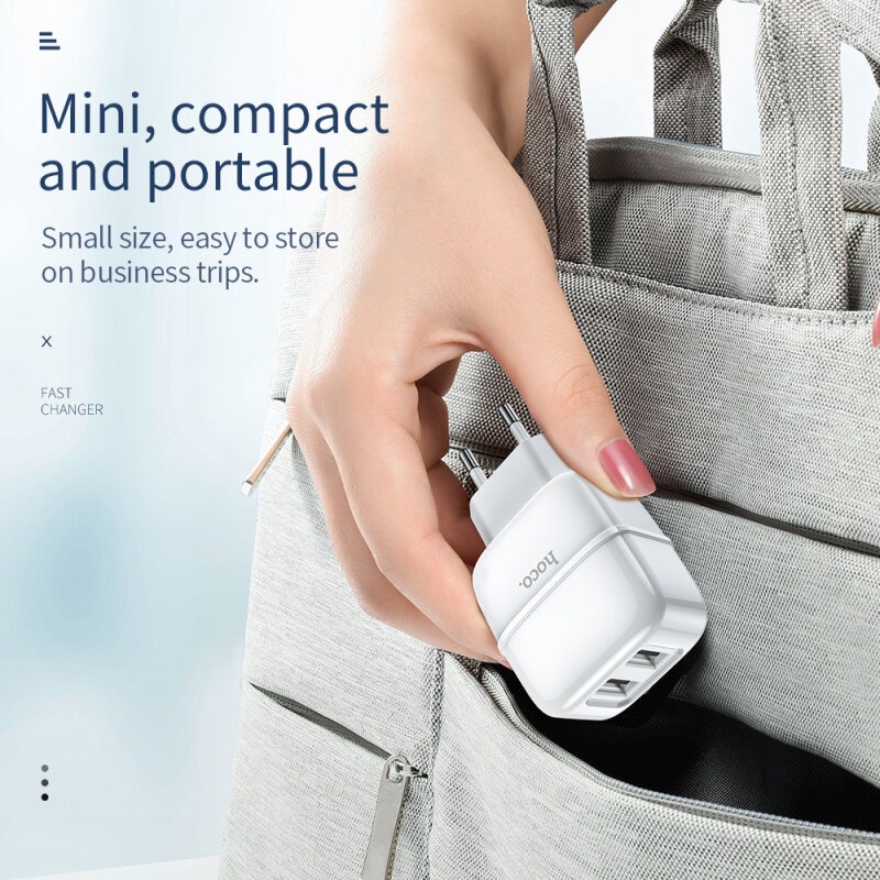 Cốc Sạc Nhanh HOCO C77A Hai Cổng USB Cho iP 5V 2.4A Phích Cắm EU