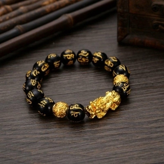 Vòng Tay Hạt Đá Obsidian Đen May Mắn