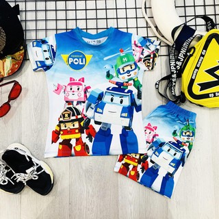 Đồ bộ bé trai Robocar Poli - đội xe cứu hộ 10-43kg- Đồ trẻ em thun lạnh in 3d sắc nét - Hương Nhiên