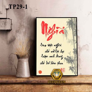 Tranh Thư Pháp Chữ Nghĩa - Làm Việc Nghĩa Chớ Nề Lợi Hại Luận Anh Hùng Cớ Kể Hơn Thua TP29-1