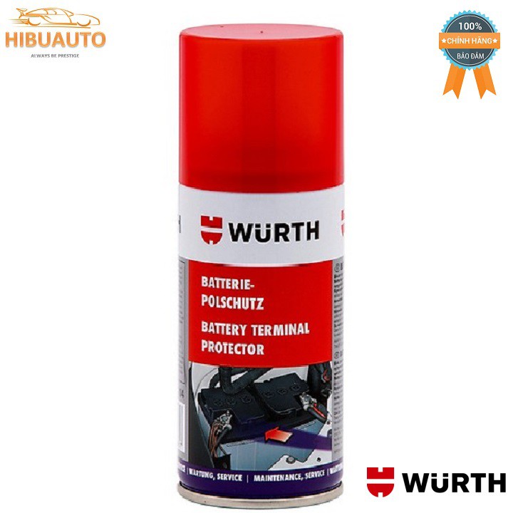 Chai xịt bảo trì bình ắc quy Wurth Battery Terminal Protector 150ml