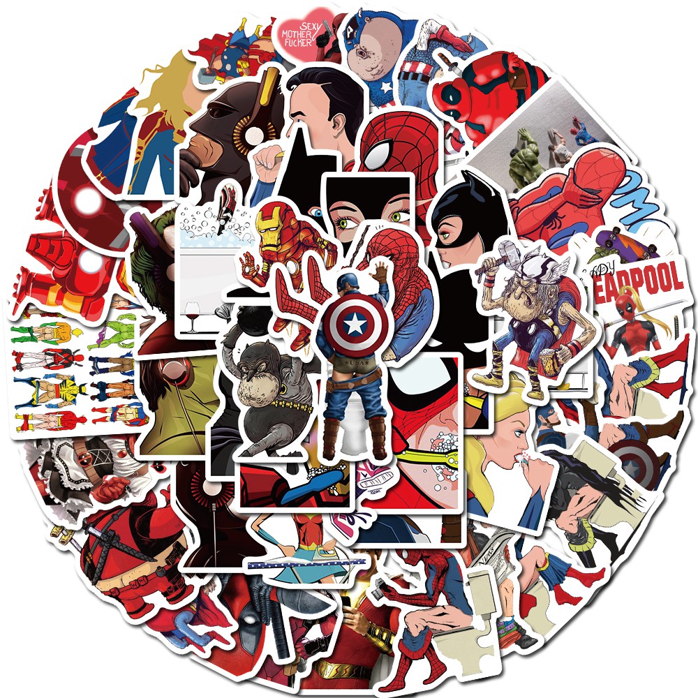 Set 50 stickers hình dán phong cách Marvel chống thấm nước cho Laptop/Điện thoại/Xe hơi | BigBuy360 - bigbuy360.vn