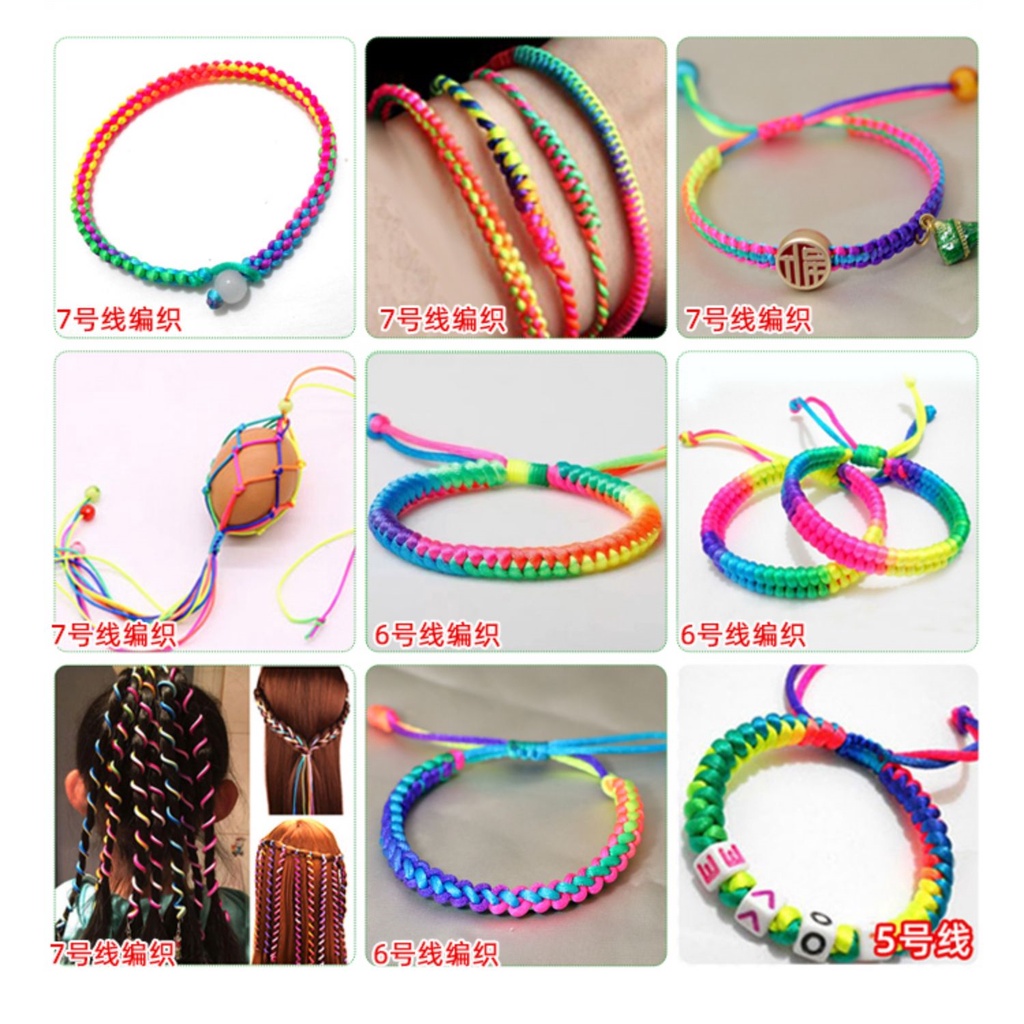 Dây Dù 7 Màu Rực Rỡ Làm Vòng Tay May Mắn Dây Tết Tóc Nhiều Màu