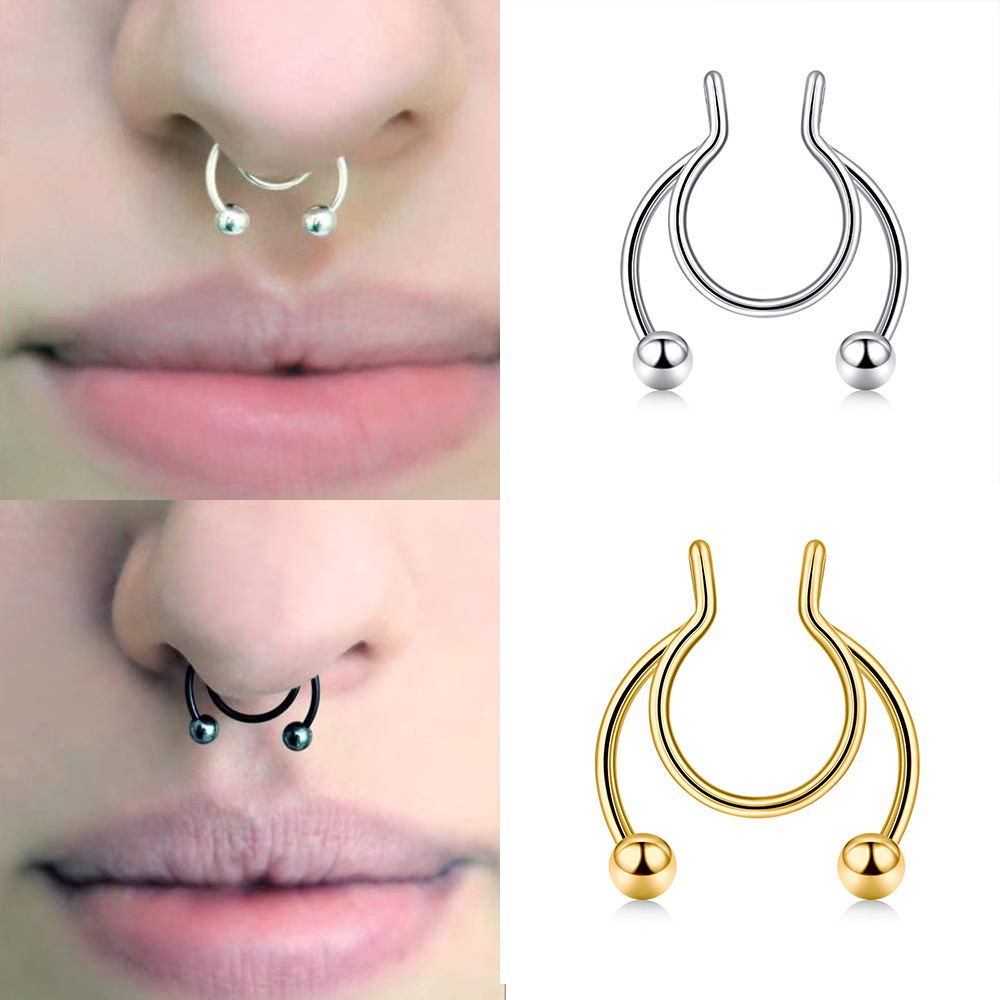 UPSTOP 1 Pc Women Fashion Gifts Colorful Fake Septum Nose Ring