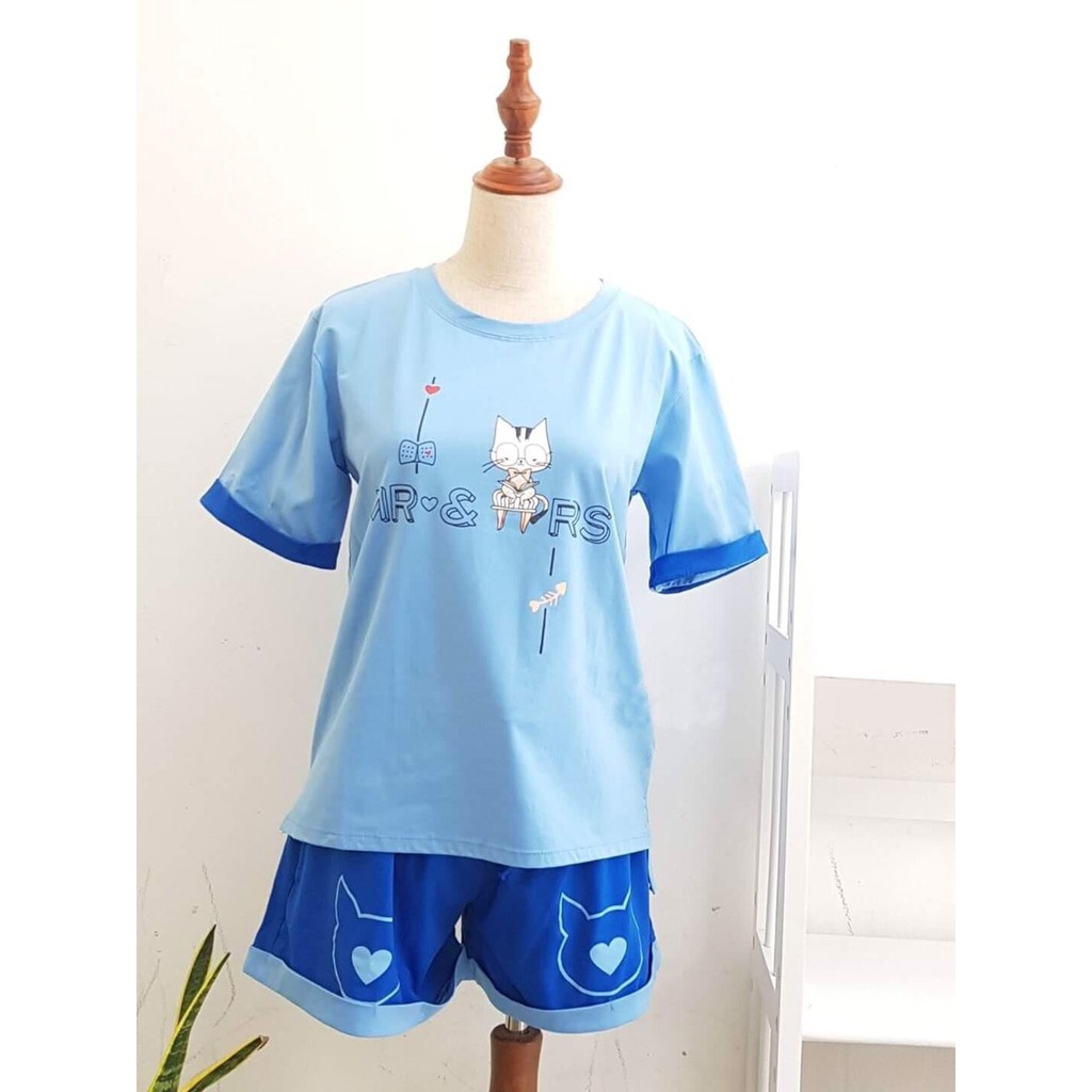 Đồ bộ thun hè nữ đẹp thời trang 2 size L,XL in hình cute vải thun mềm mịn co giãn 4 chiều - đi chơi, mặc nhà đều đẹp