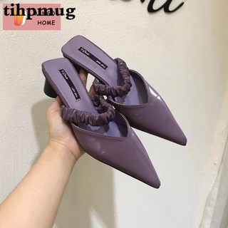 Dép Bít Mũi Nhọn Gót Dày Cao Gót 20 Kiểu Châu Âu Thời Trang Mùa Hè Cho Nữ