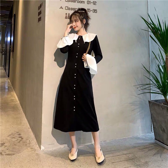 (Ảnh thật) ORDER Váy dáng dài xoè dự tiệc ống tay loe