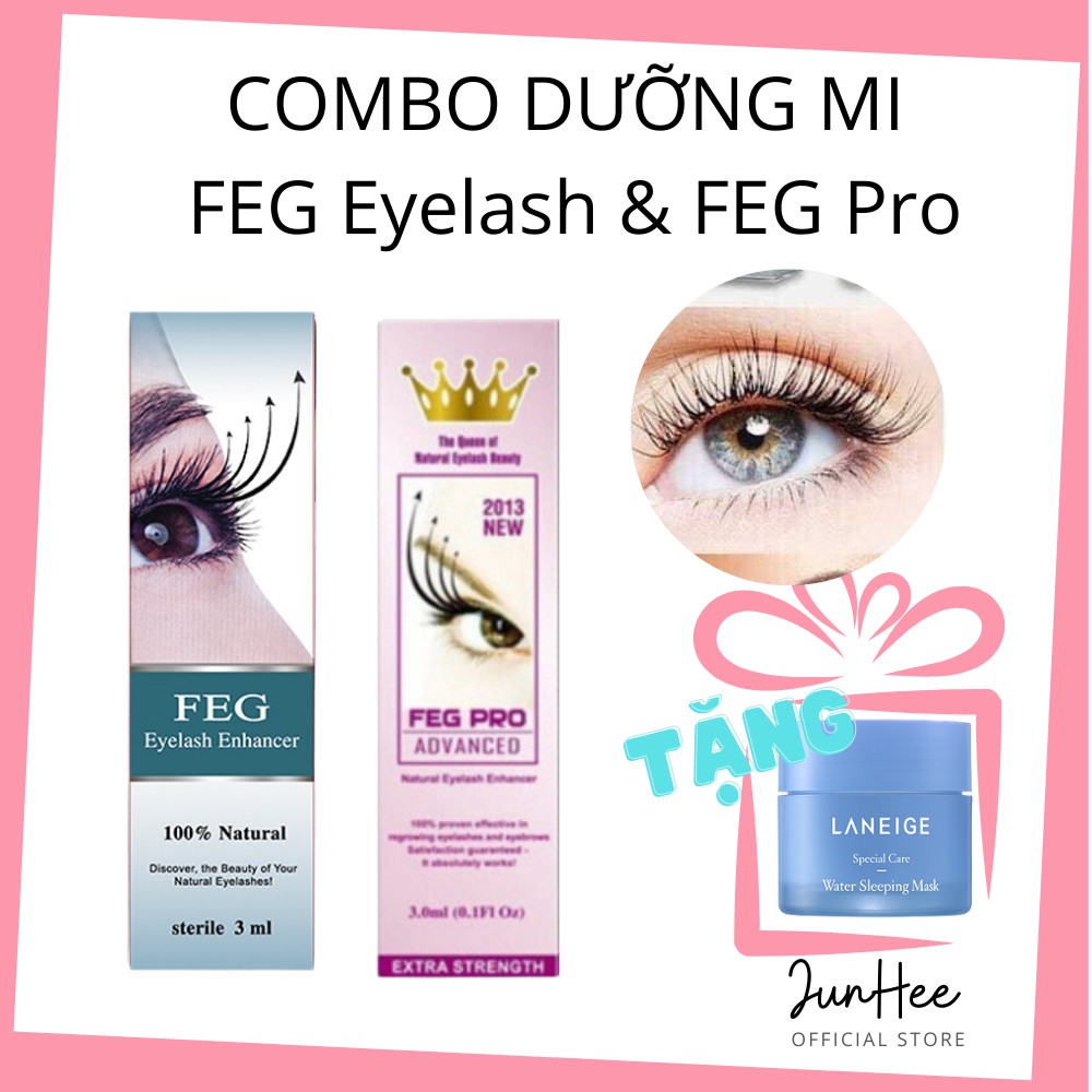 Combo Dưỡng mi, Dài mi, Dày mi FEG Eyelash Enhancer FEG Pro Advanced 3ml cho mì dài khỏe ngăn gãy rụng