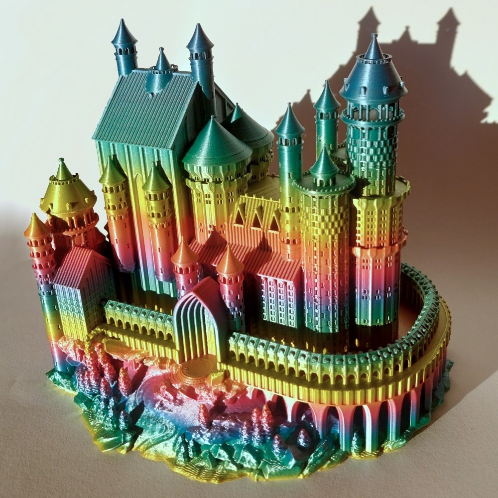 Nhựa in 3D PLA rainbow Silk rainbow ánh kim cầu vồng cao cấp 1kg 1.75mm màu sắc đẹp