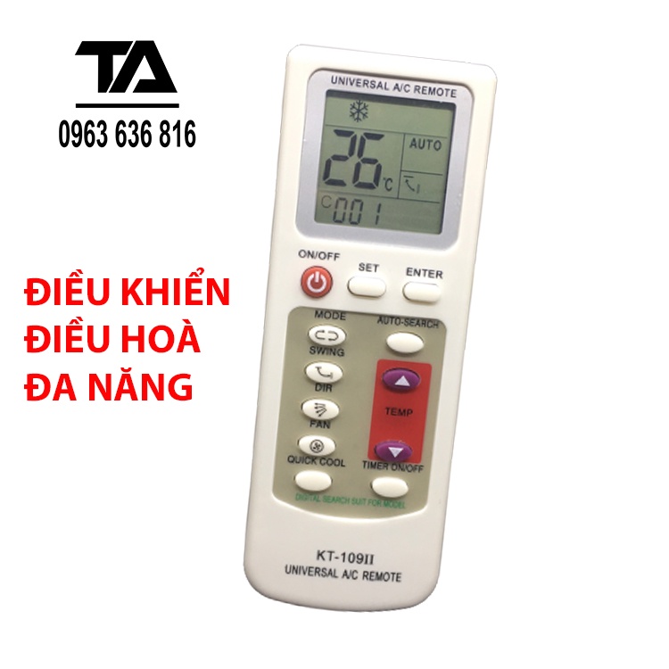 Điều khiển điều hòa đa năng KT-109II dùng cho các loại điều hòa