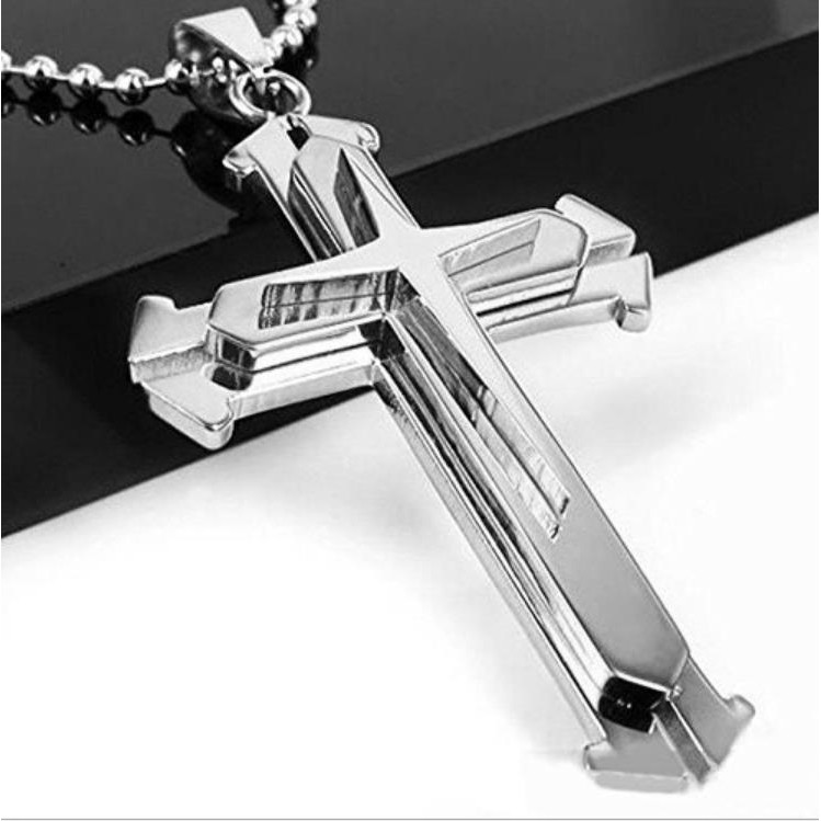 Vòng cổ Nhiều Lớp Mặt Thánh Giá Chất Liệu Thép Không Gỉ xc004
