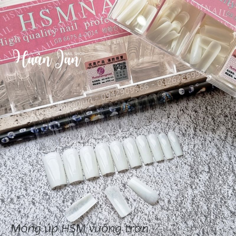 CHÍNH HÃNG Móng úp vuông trơn HSM chuẩn, form đẹp, dẻo
