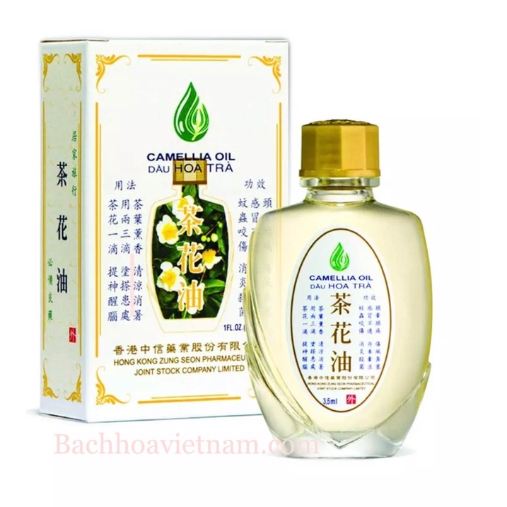 Dầu gió Hoa trà (Cty Di Hào nhượng quyền Hồng Kông) Camellia Oil 3.5ml thơm quyến rũ, thông mũi, hết say sóng tàu xe