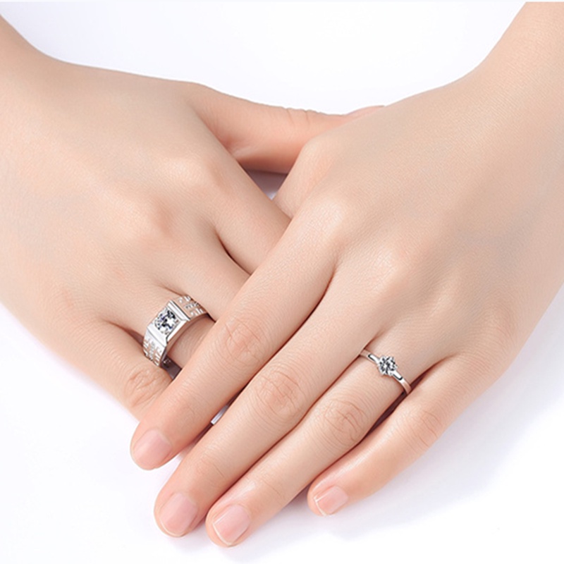 Set 2 nhẫn đính hôn bạc 925 thời trang dành cho cặp đôi