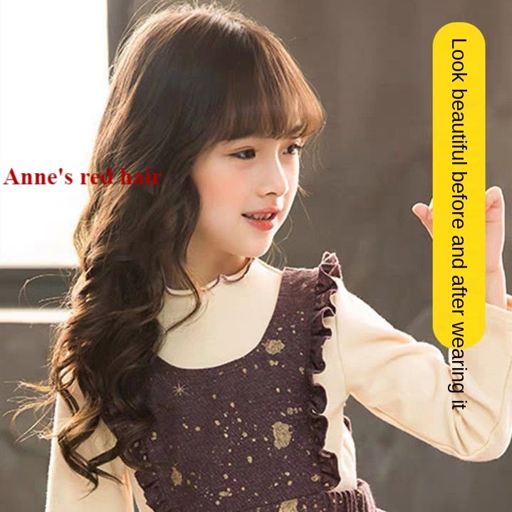 Tóc giả dài xoăn phong cách công chúa đáng yêu cho bé gái