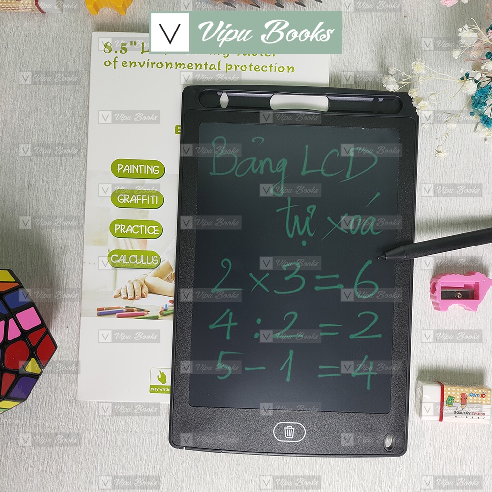 Bảng Viết Tự Xoá 8.5 Inch Đơn Màu - Bảng Vẽ LCD Điện Tử - Bảng Điện Tử Thông Minh Cho Bé