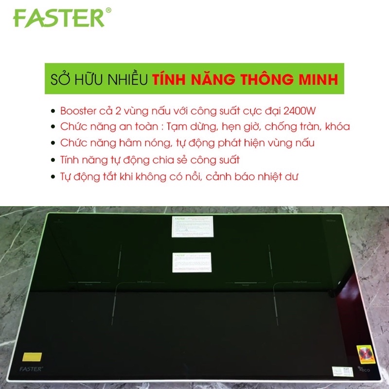 Bếp Từ Đôi Faster FS 728SI  ✅Bếp điện từ Inverter - Bếp từ âm chính hãng - Kính Schott Ceran Cao cấp, BH 3 năm