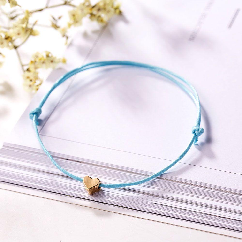 Vòng Tay Dây Thừng Bện Mặt Trái Tim Điều Ước Thời Trang