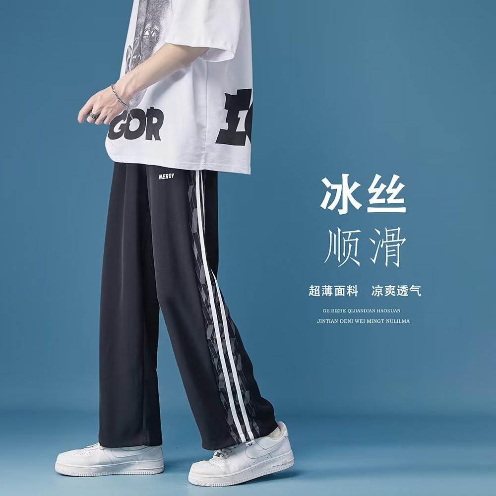 Quần harem Lưng Thun Co Giãn Dáng Rộng Viền Sọc Bên Hông Thoải Mái Phong Cách Hip Hop Đường Phố Cho Nam Cỡ Lớn M-3XL