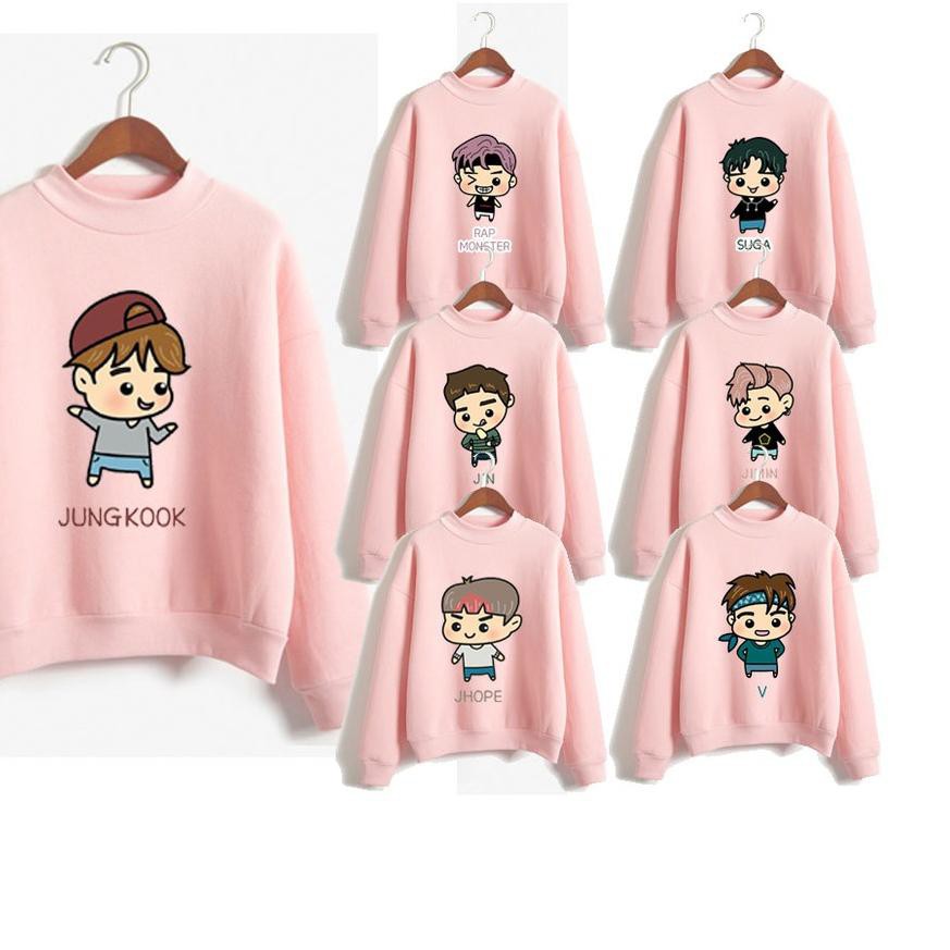 Áo Sweater In Hình Bts Jungkook Jimin V Jhope Suga Rap Monster Jin