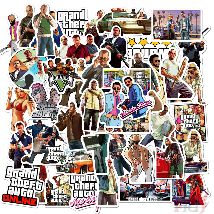 Bộ 50 Miếng Dán Chống Nước Hình Game Rockstar Gta - Series 01