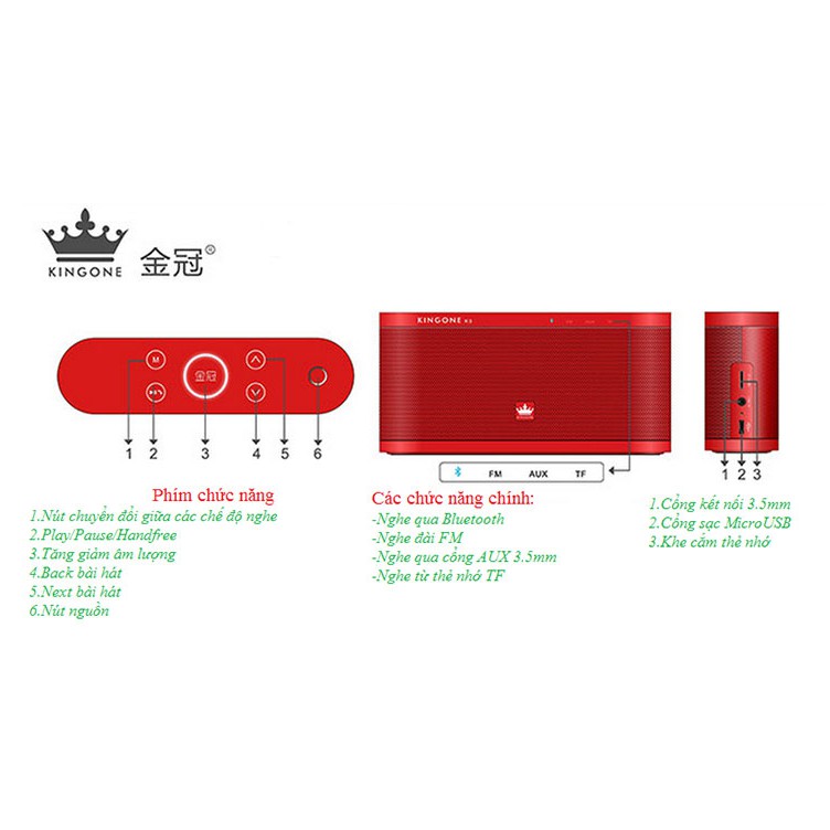 Loa Bluetooth Loa nghe nhạc KingOne K9 nhạc cực hay Bass Cực mạnh - - Chính hãng BH 1 năm