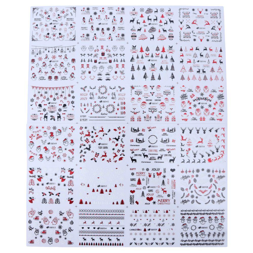ROSE Set 24 Hình Dán Móng Tay Chủ Đề Giáng Sinh