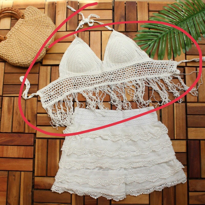 set biển - set 2 món - bra tua rua + quần tầng dả váy (có bán tách rời)