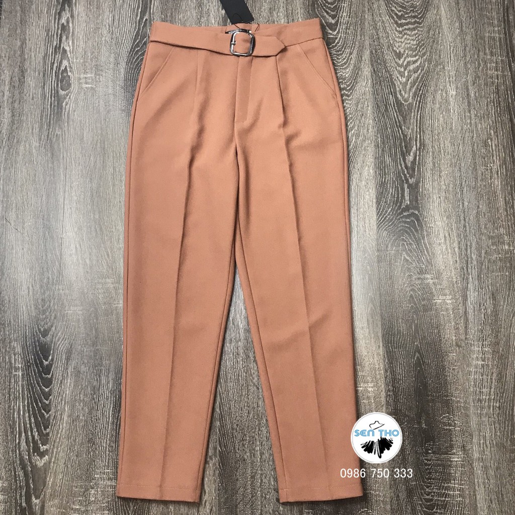 Quần Baggy Nữ Đai Ô Vuông Cạp Cao, Chất Vải Cao Cấp, Quần Vải Công Sở, Form Dáng Đẹp