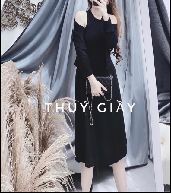 SET VÁY COTTON ZIP XOÈ MIX KHOÁC CARDIGAN