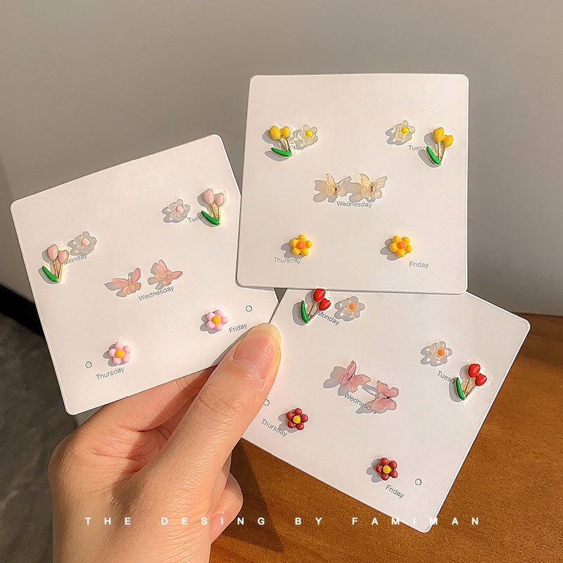 Đôi khuyên tai AY hình hoa/ bướm xinh xắn thời trang Hàn Quốc cho nữ