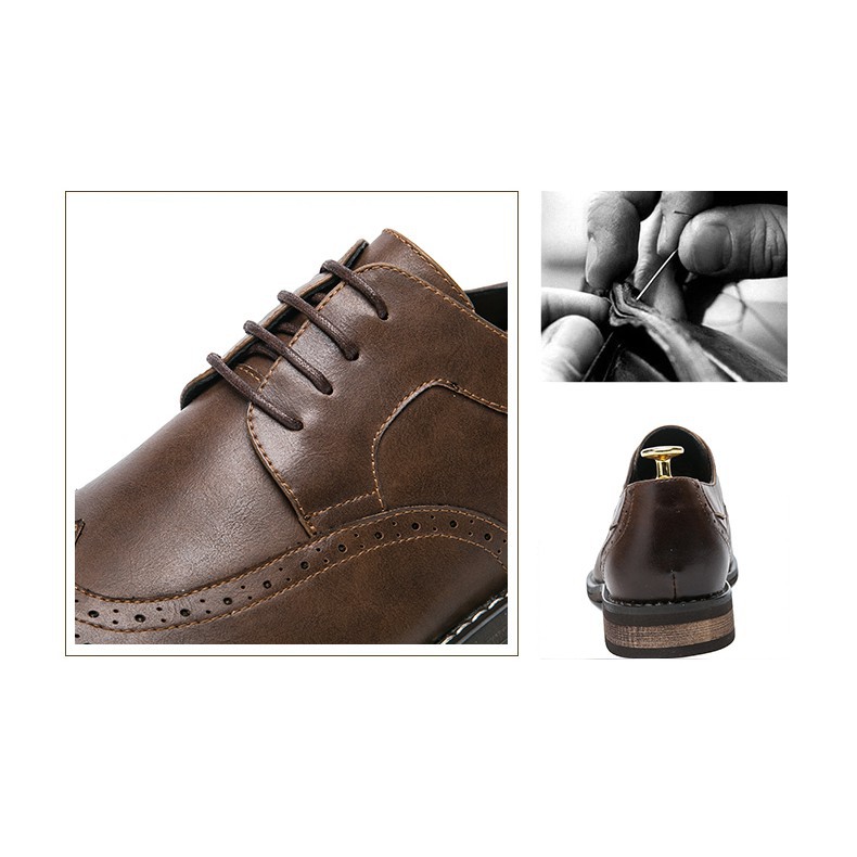 Fashionable low-lacing Oxford leather shoes for men