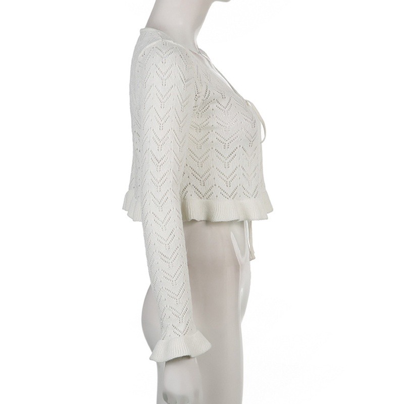 Áo Croptop Dệt Kim Tay Dài Chống Nắng Thời Trang Cho Nữ