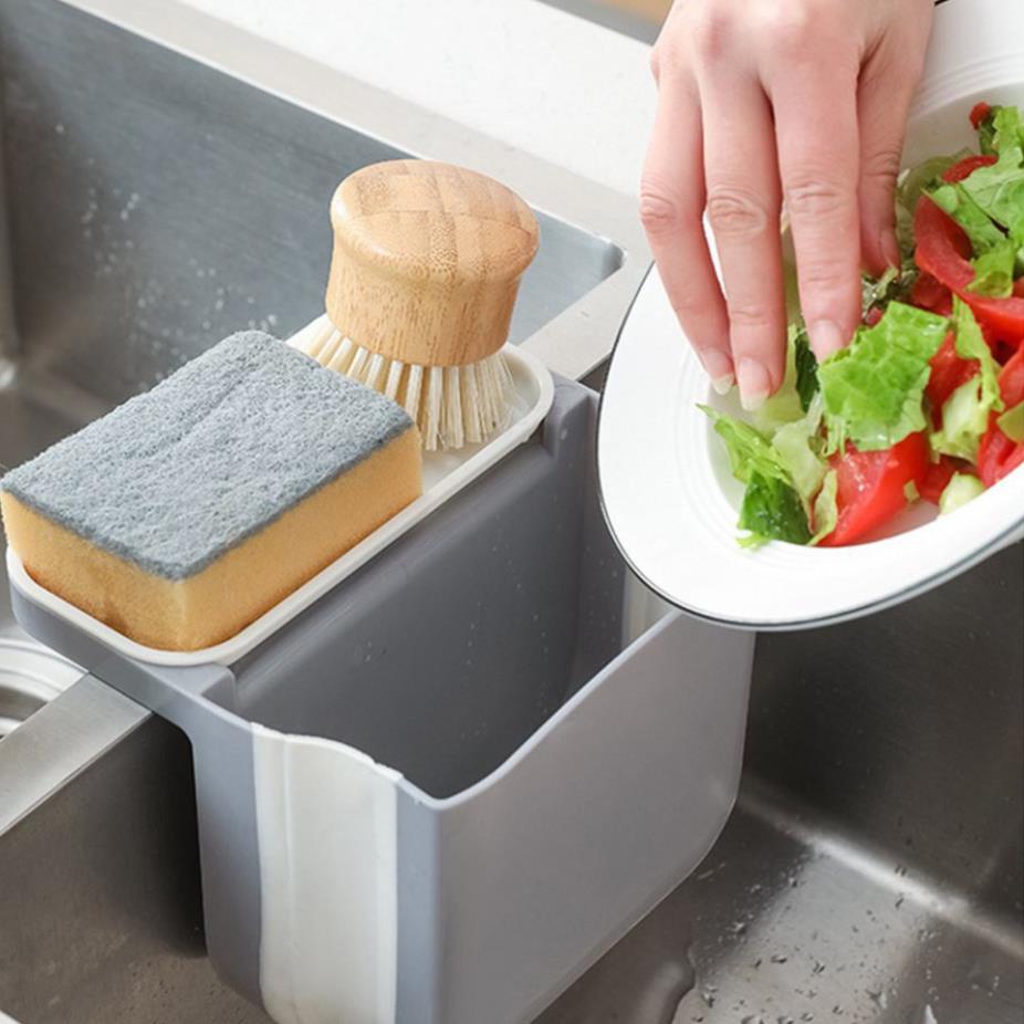 Rổ lọc rác giỏ lọc rác khay đựng rác đồ ăn thức ăn thừa treo bồn rửa bát rửa chén bằng nhựa gấp gọn