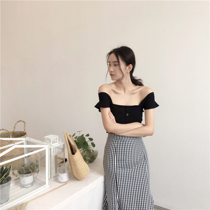Áo dệt kim BH không tay cổ vuông màu trơn thời trang cho nữ