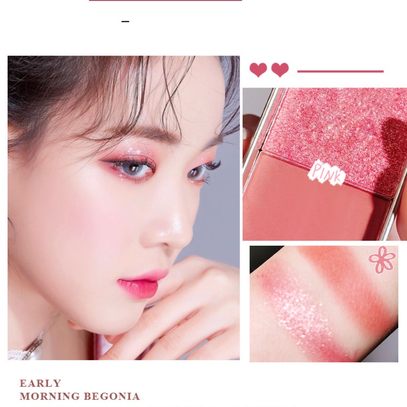 Bảng phấn mắt HANRU hai màu lì và ánh ngọc trai kết hợp với vỏ kim tuyến lấp lánh