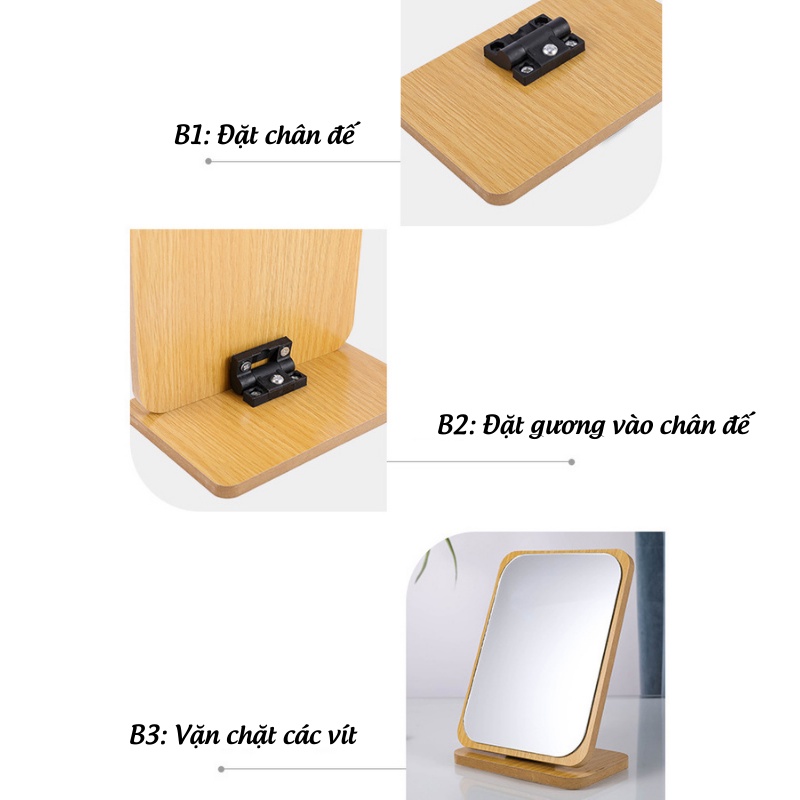 Gương Gỗ Gương Trang Điểm Có Đế Để Bàn Decor Phòng - KHO GIA DỤNG TRẦN PHÚ