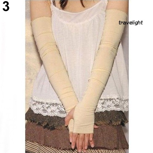 Găng Tay Cotton Dài Hở Ngón Giữ Ấm Chống Nắng