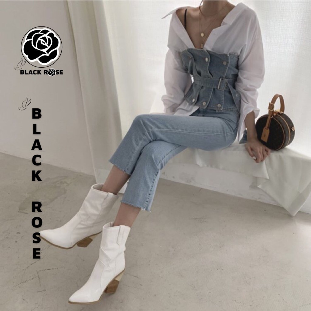 Áo Kiểu Nữ Jean Đẹp Hàn Quốc Back Rose  Aó Jean Rin Nữ Sexy Sang Chảnh Hot 2021 Mặc Được Nhiều Kiểu -TẤM BOUTIQUE